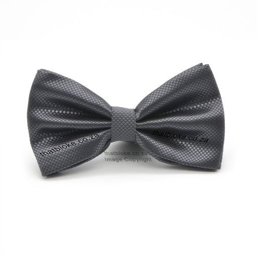 Light Charcoal Grey Bow Tie For Men Diamond Pattern Polyester Front View