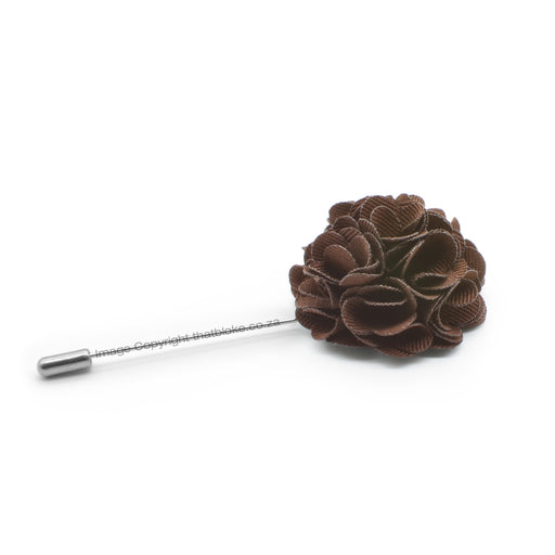 Brown Lapel Flower Pin For men Polyester Circular