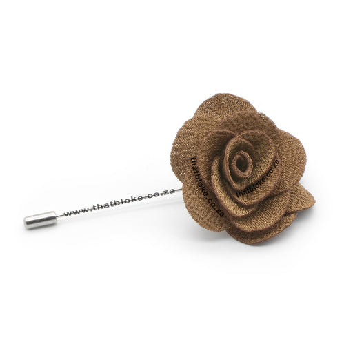 Light Brown Lapel Pin Flower Rose Textured