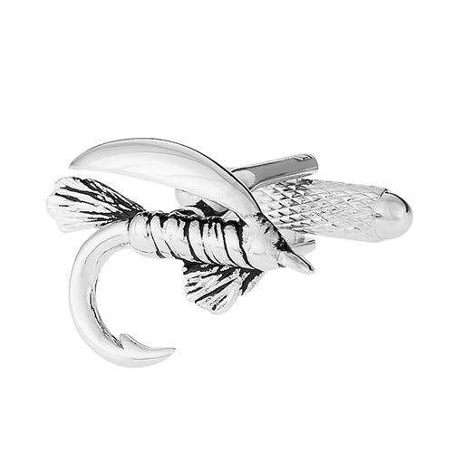 Fly fishing Cufflinks Silver and black front