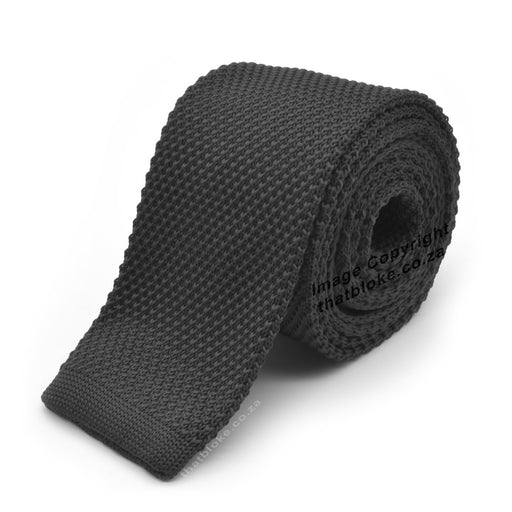 Dark Charcoal Grey Tie Knitted