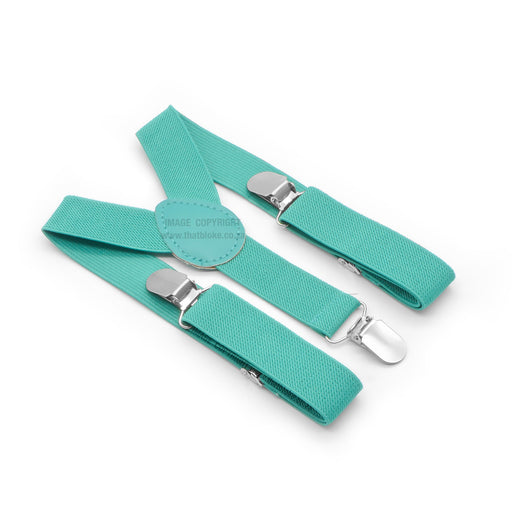 Three Clip Toddler Suspenders Mint Green Elastic Polyester