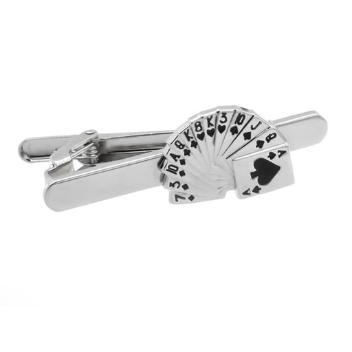 Casino Playing Cards Tie Clip Poker Set Silver