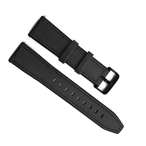 20mm Watch Strap Hybrid Sport Black Genuine Leather and Silicone Top View