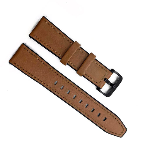 20mm Watch Strap Hybrid Sport Camel Brown Genuine Leather and Silicone Top View
