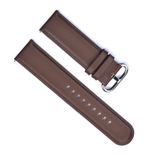20mm Watch Strap Round Edge Brown Genuine Leather Top View