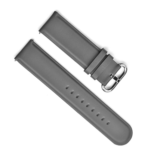 20mm Watch Strap Round Edge Grey Genuine Leather Top View