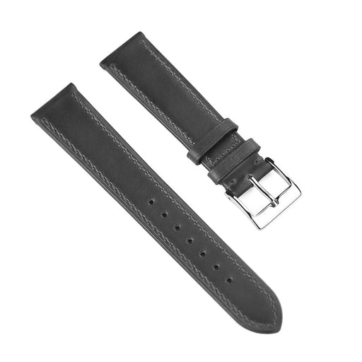18mm Watch Strap Oil Waxed Dark Grey Genuine Leather Top View
