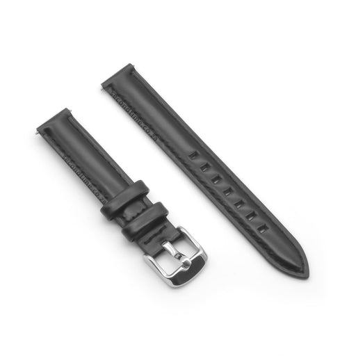 14mm Watch Strap Padointa Padded Genuine Leather Black Smooth Top View