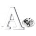 Alphabet Initial Brooch For Men Letter A Front View Silver