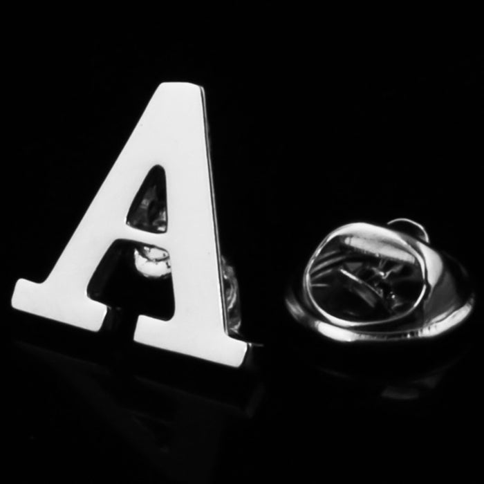 Alphabet Initial Brooch For Men Letter A Display Silver
