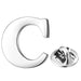 Silver Alphabet Initial Brooch For Men Letter C Front View
