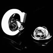 Silver Alphabet Initial Brooch For Men Letter C Display