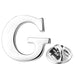 Silver Alphabet Initial Brooch For Men Letter G Front View