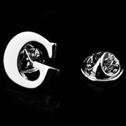 Silver Alphabet Initial Brooch For Men Letter G Display