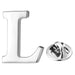 Silver Alphabet Initial Brooch For Men Letter L Front View