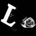 Silver Alphabet Initial Brooch For Men Letter L Front View