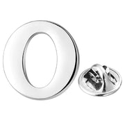 Silver Alphabet Initial Brooch For Men Letter O Front View