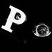 Silver Alphabet Initial Brooch For Men Letter P Display