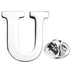 Silver Alphabet Initial Brooch For Men Letter U Front View