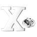 Silver Alphabet Initial Brooch For Men Letter X Front View