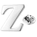 Silver Alphabet Initial Brooch For Men Letter Z Front View