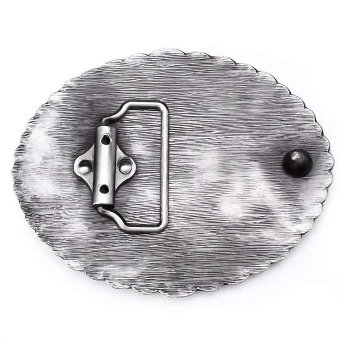 Belt Buckle - Animal Horse Cowboy Cross (Pewter Grey)