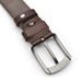 100% Genuine Leather Dark Brown Men's Belt with Curved Brushed Alloy Buckle Bottom Image