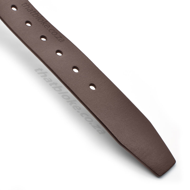 Belt Formal Brown Dark - Alloy Buckle Brushed Square with Badge Loop (Genuine Leather)