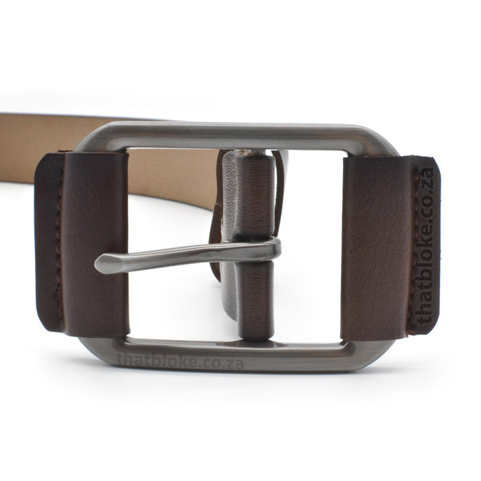 Belt Formal Brown Dark - Alloy Buckle Square with Pad Wraps (Genuine Leather)