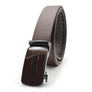 Formal Dark Brown Mens Belt with Gunmetal Black Buckle Centre Split Side View