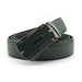 Mens Formal Dark Green Belt with a gunmetal black belt buckle with glossy Dark Green front PU Leather stitched finish display view