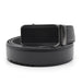 Mens Formal Black Belt with a matt charcoal grey belt buckle with glossy front end PU Leather stitched finish front view