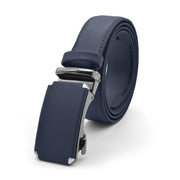 Formal Navy Blue Belt With Gunmetal Black Buckle Ratchet System Stiched PU Leather