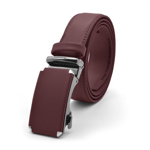 Formal Maroon Belt With Gunmetal Black Buckle Ratchet System Stiched PU Leather