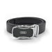 Audi Belt For Men Silver Logo PU-Leather Front View Square Edges Black