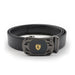 Ferrari Belt For Men Gunmetal Black With Gold Logo Front View PU-Leather