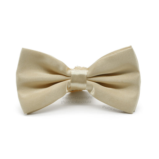 Gold Beige Bow Tie For Men Silky Polyester