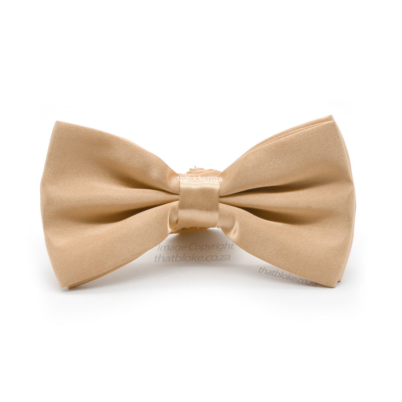 Golden Beige-Brown Bow Tie For Men Silky Polyester