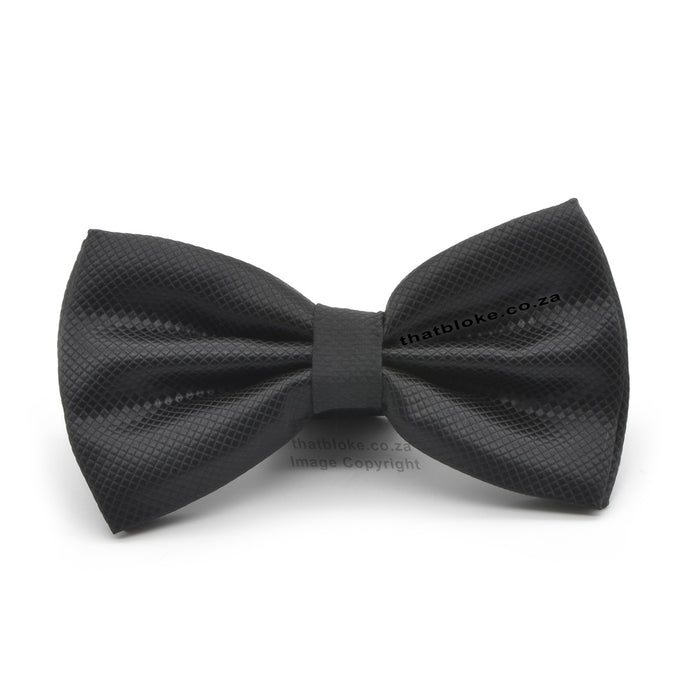 Black Bow Tie For Men Diamond Pattern Polyester Front View