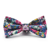 Pink & Blue & Green Floral Rose Bow Tie For Men Cotton Front View