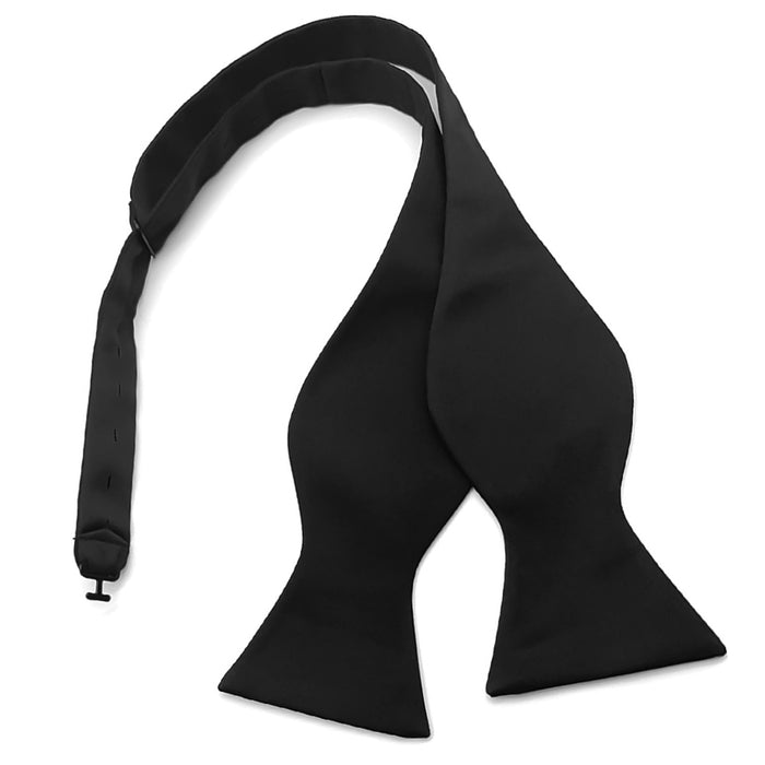 Self-Tie Bow Tie For Men Black Silky Polyester Top View