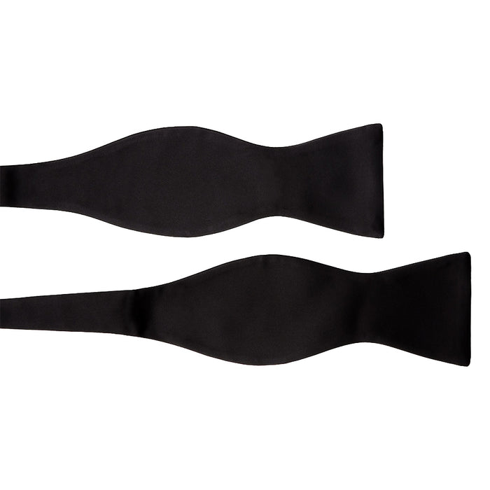 Self-Tie Bow Tie For Men Black Silky Polyester Side View