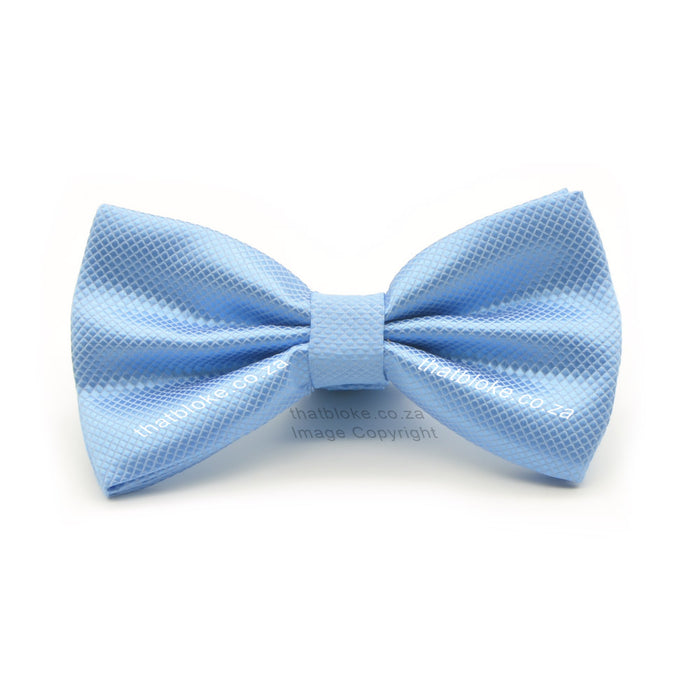 Light Blue Bow Tie For Men Diamond Pattern Polyester Front