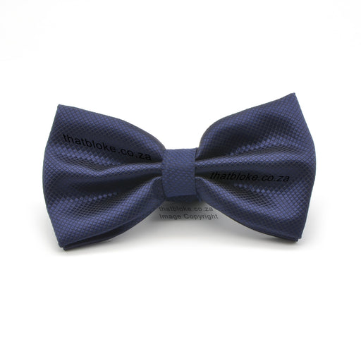 Navy Blue Bow Tie For Men Diamond Pattern Polyester Front View