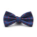 Navy Blue Bow Tie For Men With Red Polkadots Ribbed Texture Pattern Polyester Front View