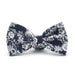 Dark Navy Blue & White Floral Rose Bow Tie For Men Cotton Front View