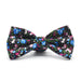 Pink Blue & Black Floral Rose Bow Tie For Men Cotton Front View