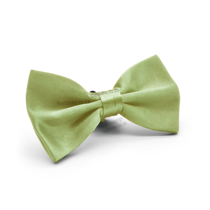 Faded Lime Green Bow Tie For Men Polyester Silky