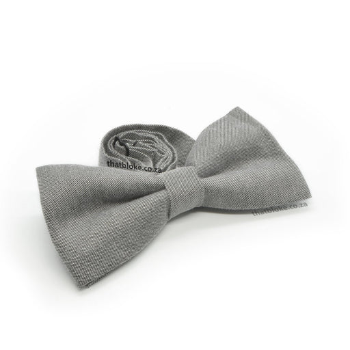 Grey Bow Tie For Men Soft Matt Polyester Side View